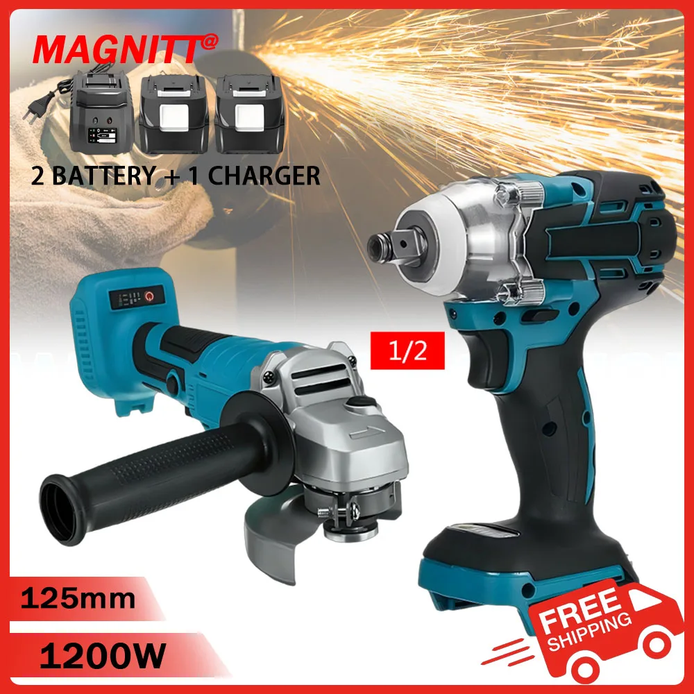 

125mm Power Tool Sets Brushless Electric Angle Grinder 18V Battery Devices Combo Kit for Makita Battery Power Tool Sets