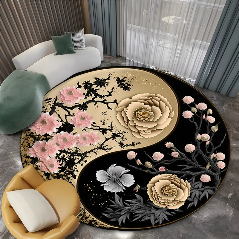 

Round Rug – Retro Anti-Slip Floor Mat for Living Room and Bedroom