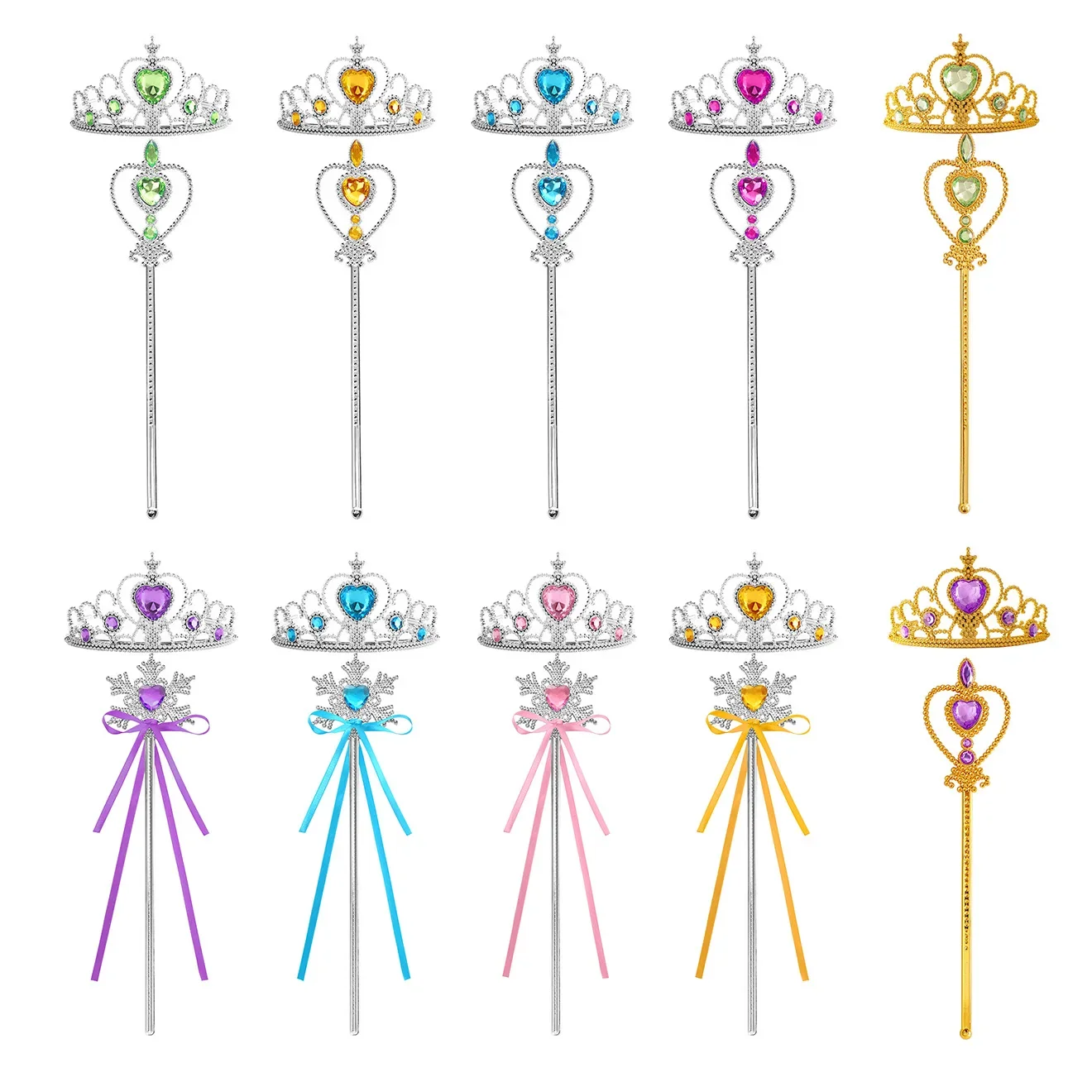 

Kids Rhinestone Tiara Crown and Magic Wand with Glitter Crystal Head Hoop Jewelry Hair Accessories for Girls Teens Birthday Gift