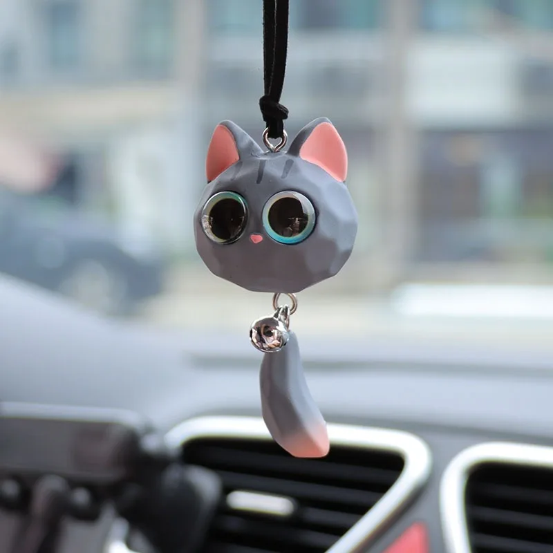 

Resin Cartoon Animal Small Bell Fox Auto Rearview Mirror Pendant Car Interior Decoration Lovely Gifts Car Accessories Toys