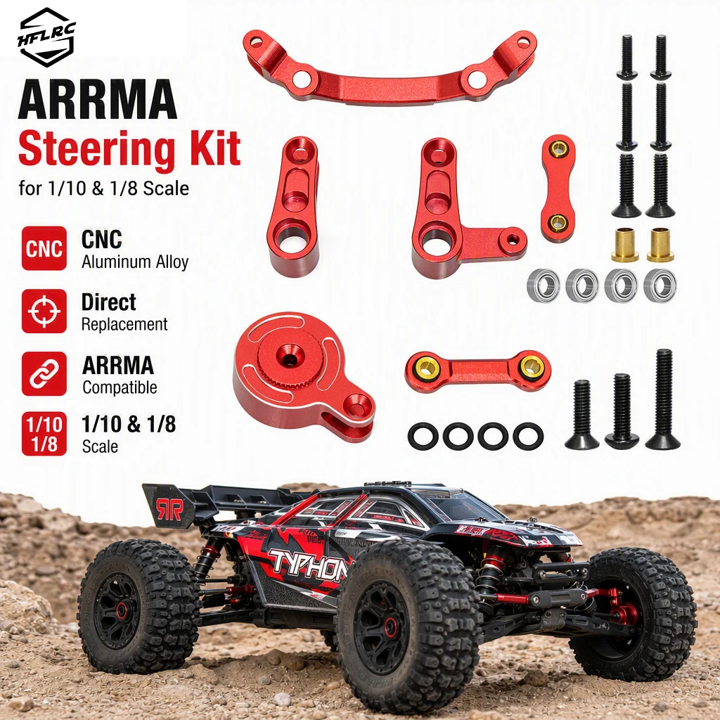 HFLRC Aluminum Steering Assembly Servo Horn Kit for ARRMA Senton Granite Big Rock Kraton Outcast Typhon 3S 4S MEGA 550 1/10 1/8