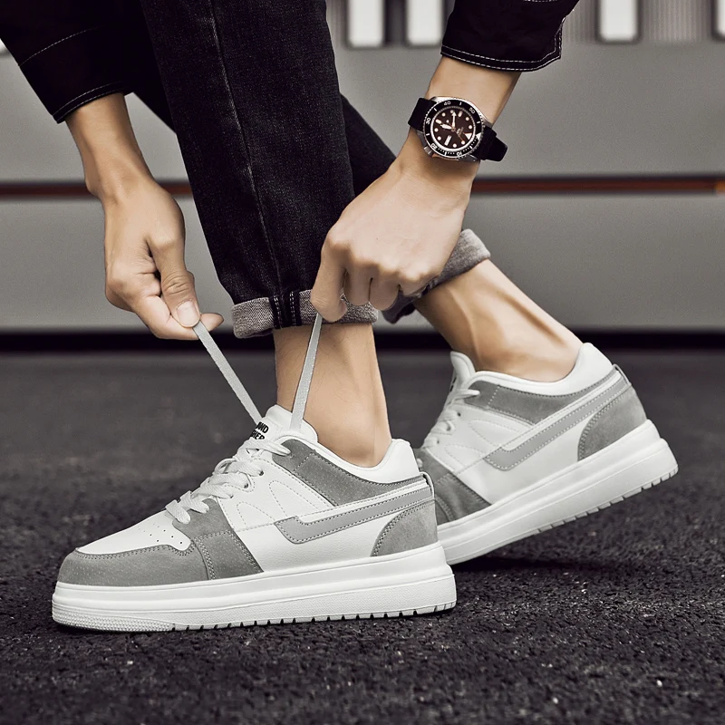 Spring 2025 Men's White Sneakers - Couple Style, Trendy & Versatile, Lightweight Breathable & Height-Increasing