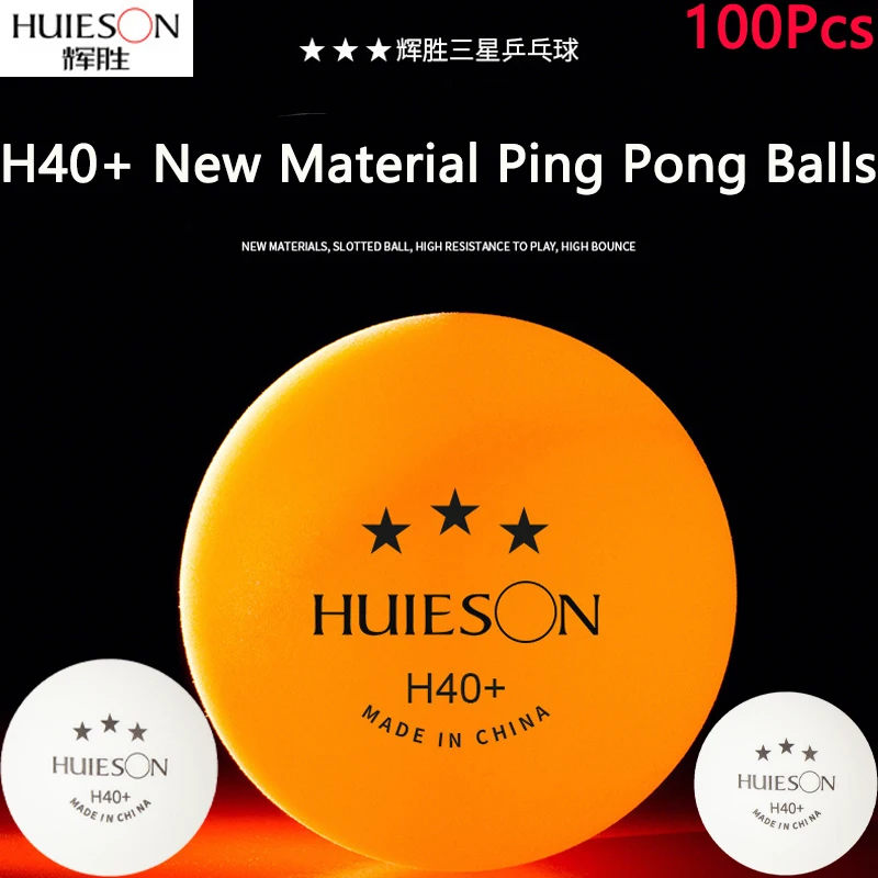 

100Pcs Huieson H40+ 3 Stars Ping Pong Balls ABS New Material Durable Professional Training Table Tennis Balls for Club Training