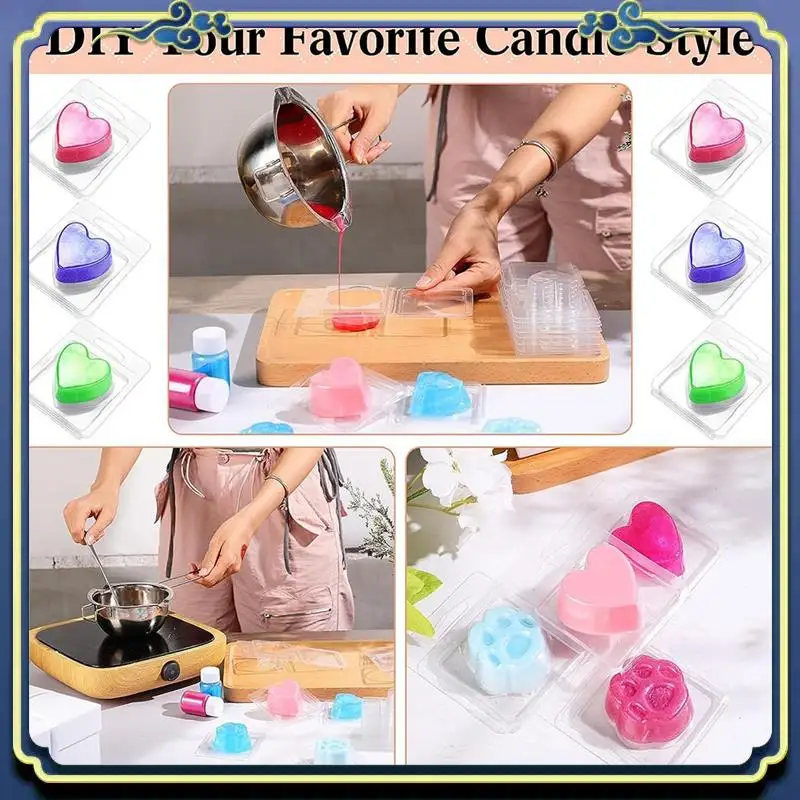 

Контейнер для расплава воска, 100 упаковок, 1,3 унции, расплавленный воском, один куб, откидной верх, прозрачный пустой пластиковый лоток для кубов для безвосковых свечей для пирогов, прочный A