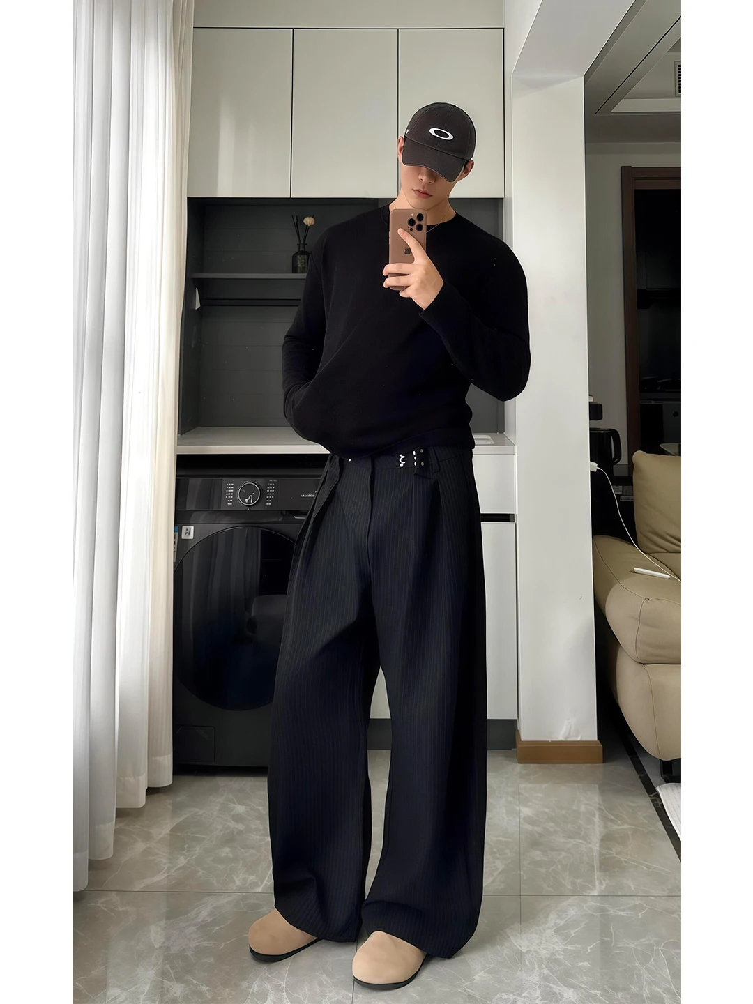 

Мужские повседневные брюки Cleanfit Bla с широкими штанинами, плиссированные, осенние, с высокой талией, удлиненные, прямого кроя, удобные в носке