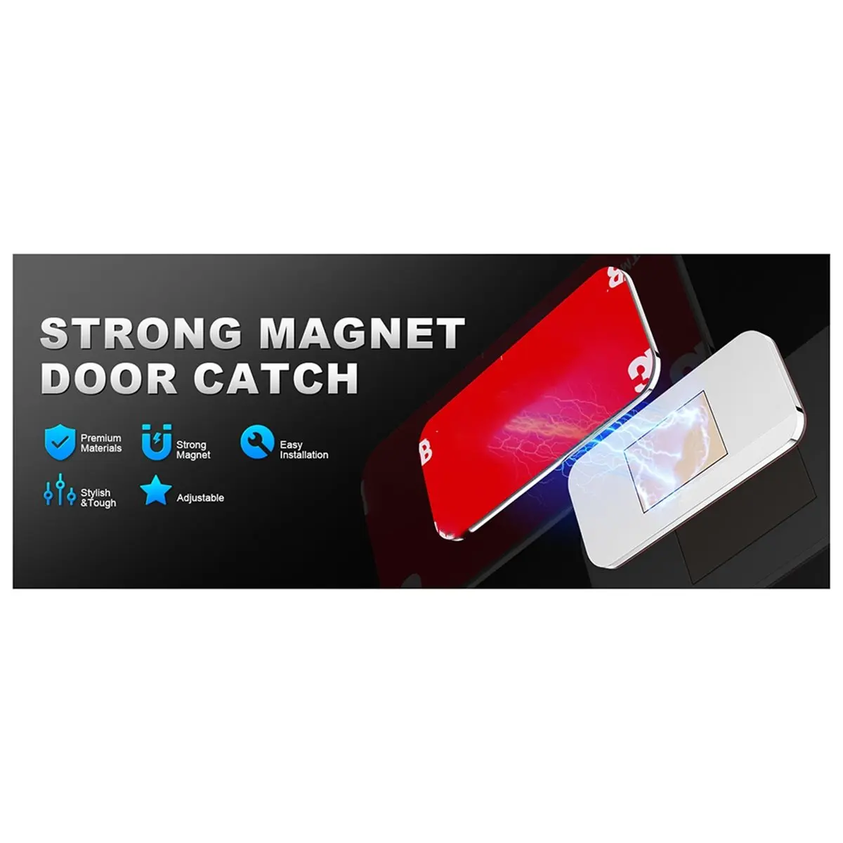 fitfit Ultra Thin Magnetic Cabinet Door Catch, Stainless Steel Latches with Adhesive, Easy Install 10 Pack