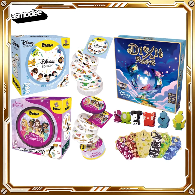 Juego de mesa Asmodee Disney Dobble Disney Princess Dixit, juego de rompecabezas familiar para fiestas, juguetes para cumpleaños y días festivos, regalos para niños y niñas