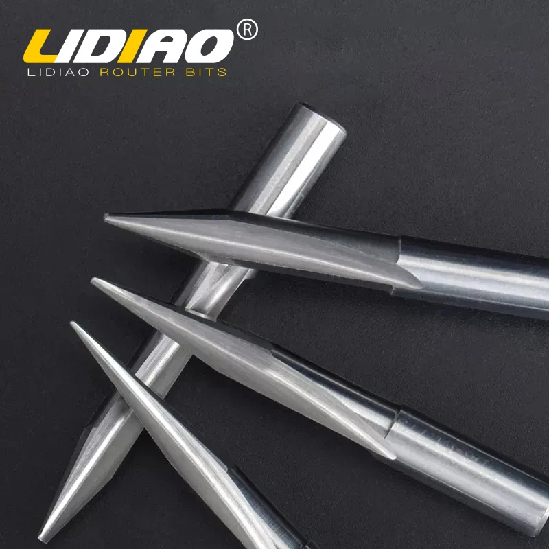 LIDIAO 6MM 3D Engraving Bit V Shape Carbide End Mill PCB CNC Router Bit For Wood 2 Flute Milling Cutter Woodworking Tools