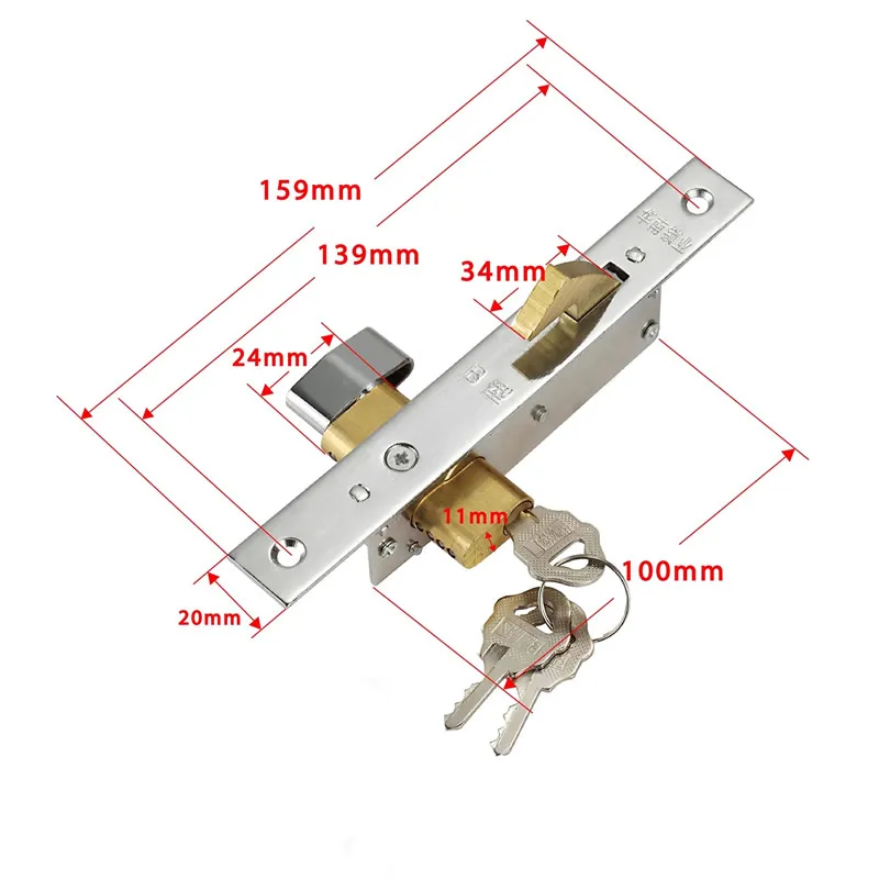 Iron gate Sliding door hook lock Copper hook for Plastic steel door Copper lock cylinder More strong