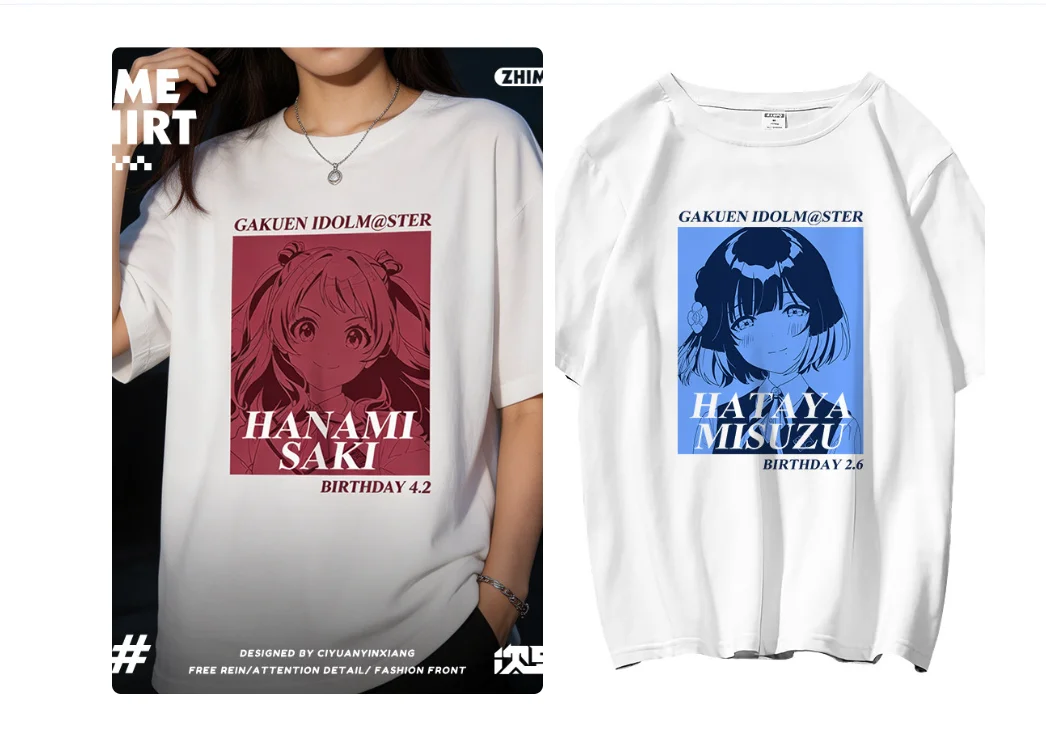 Camiseta Gakuen The Idolm@Ster Kotone Fujita, camiseta informal de verano para hombre y mujer, camisetas de manga corta con cuello redondo, figuras de regalo para Cosplay
