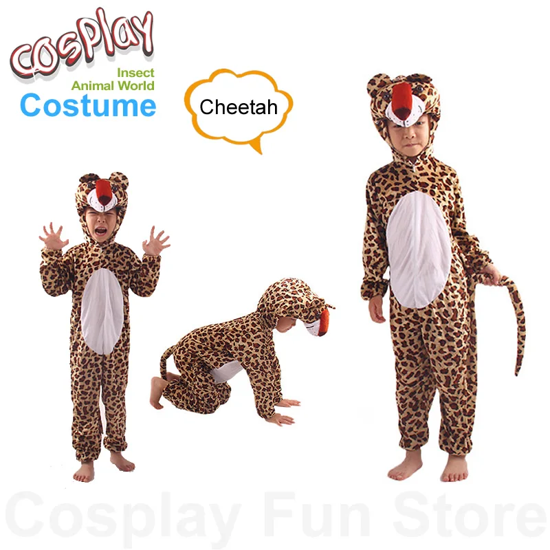 Cheetah Cosplay Costume Kids Animal Performance Clothing Children\'s Party Cartoon Jumpsuits Student Stage Drama Danceing Dress