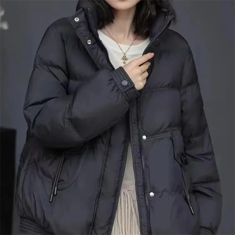 Down Cotton Jackets Women 2024 Winter New Duck Down Coat Short Stand Collar Cotton Padded Parkas Fashion Outwear Ladies Overcoat