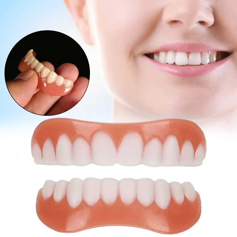 Upper + Lower Cover Silicone Cosmetic Denture Beauty Simulation Prosthes Care Tool Silicone Dental 2pcs Quente Venda Braces