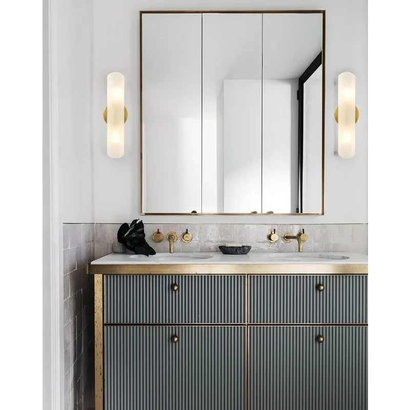 Moderne goldene Badezimmer eitelkeit Licht Messing Wand leuchten Set von 2 Zylinder Wand leuchte Beleuchtung, 15,4-in