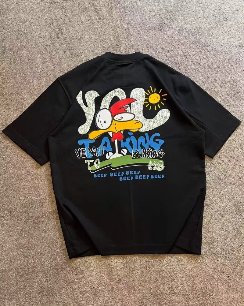 

High Street gothic Harajuku trendy men shirt American new anime print design short-sleeved hip-hop punk loose casual T-shirt