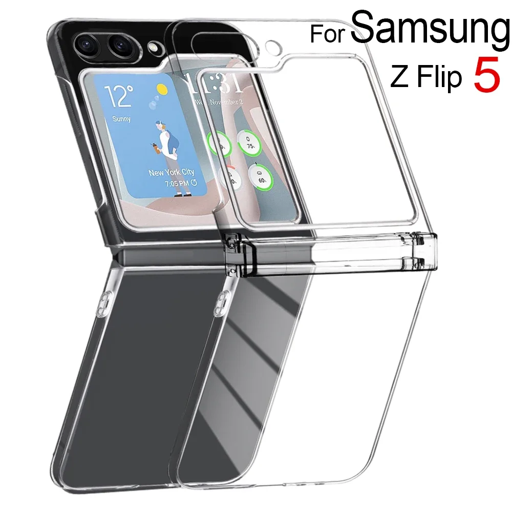 Transparent Cover for Samsung Z Flip 5 Full Protection Integrated Clear Phone Back Case for Samsung Galaxy Z Flip5 5G