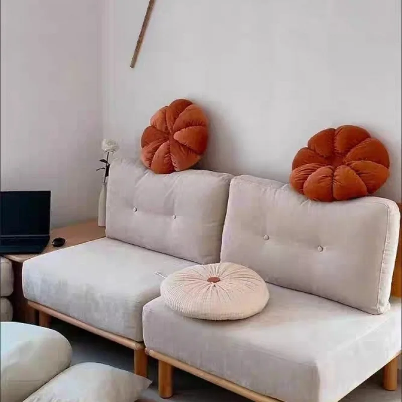 أريكة قماشية ناعمة من الخشب الصلب على الطراز الياباني، مجموعة صف مستقيم واحد