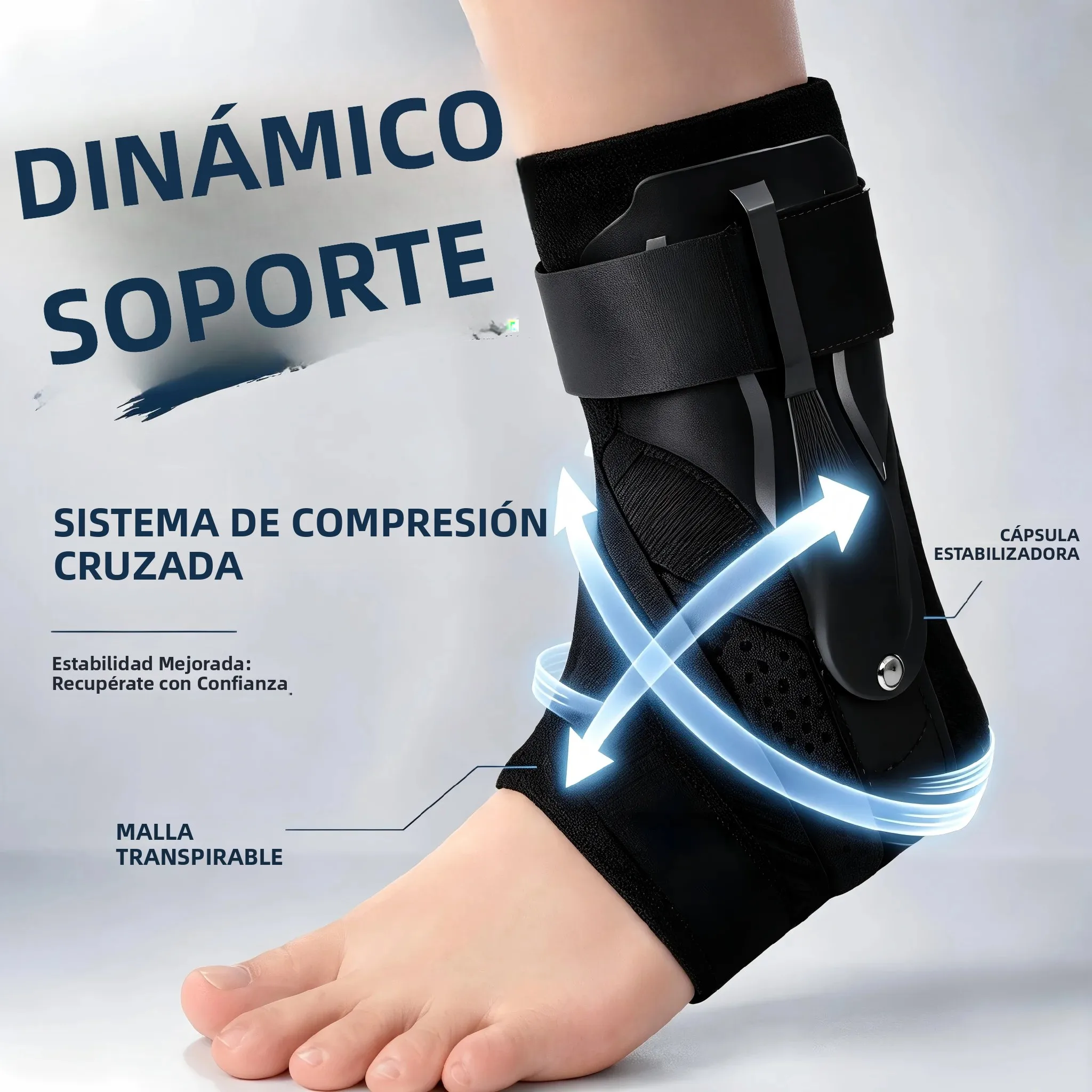 1/2 Piezas Soporte de Tobillo para Esguinces con Estabilizadores Laterales para Hombres y Mujeres, Férula Estabilizadora de Tobillo para Recuperación de Tendinitis