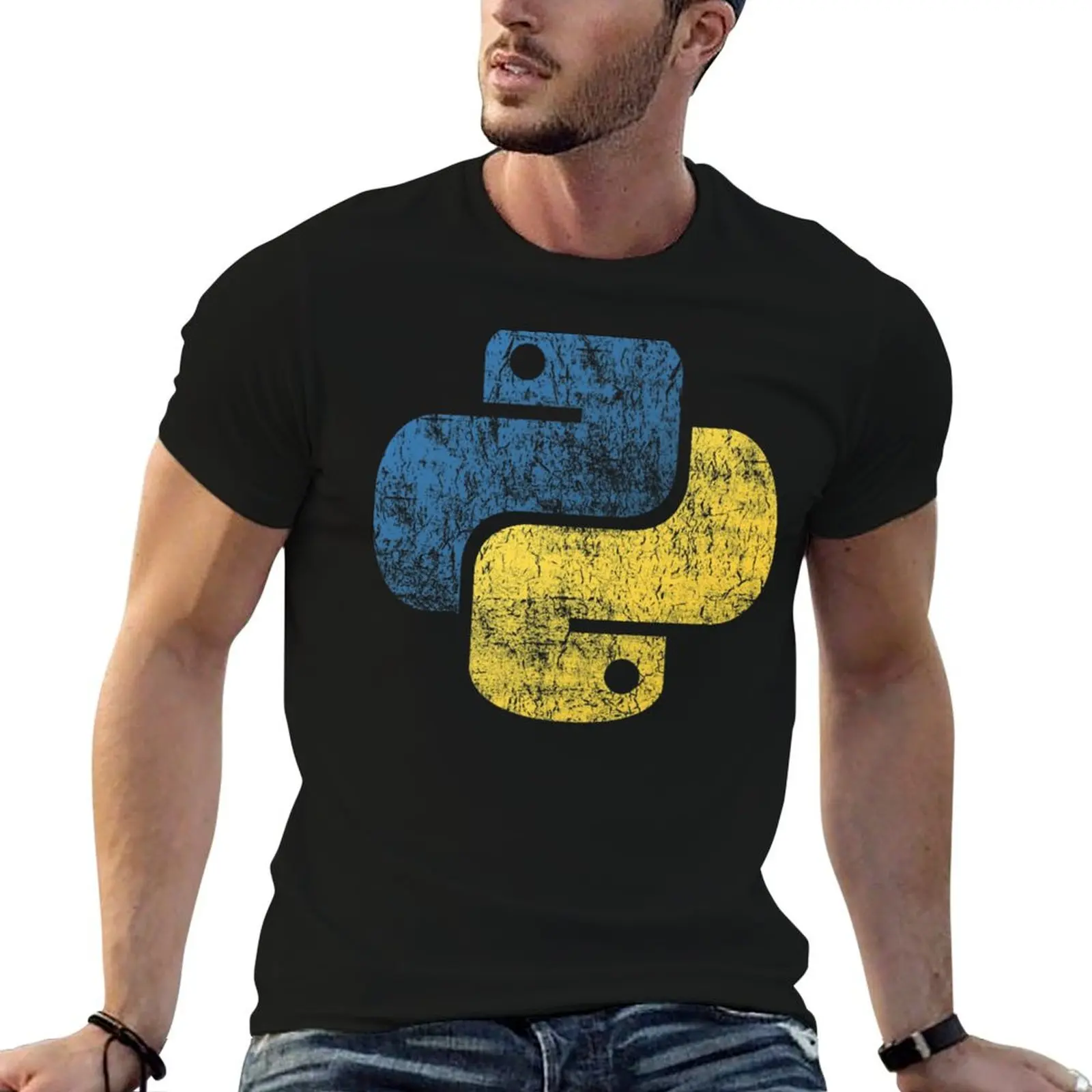 

Python Logo Programming Language T-Shirt man t shirt heavy cotton t shirts with prints T-Shirt