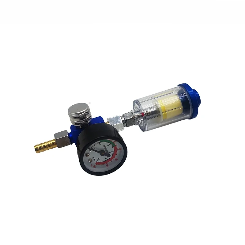 In-line Oil Water Separator Filter Separator Spray Gun Air Regulator Pressure Gauge with JP/EU/US Adapter for Spray Gun Air Tool