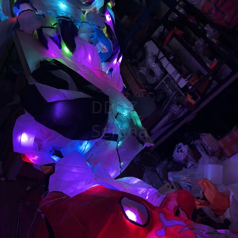 DDDZ 20m LED pirata pulpo noche volando cometa Ripstop tela de nailon línea colgante de lavandería grande suave inflable gran espectáculo cometa