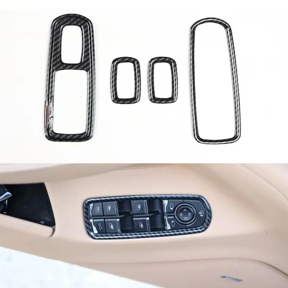 

4pcs/set Car Interior Door Armrest Window Lift Switch Frame ABS Stickers For Porsche Panamera 2010-2016 LHD RHD