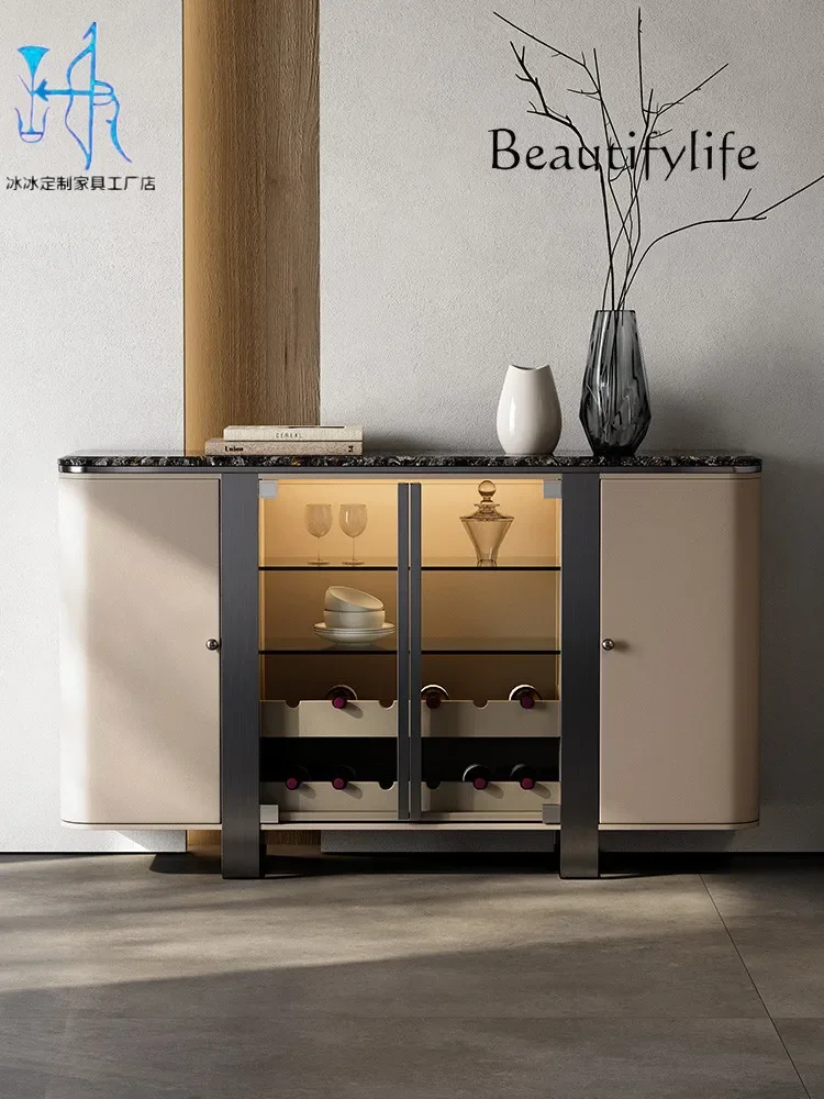 

living room against the wall light luxury high-end locker artist household natural marble modern style Italian side cabinet
