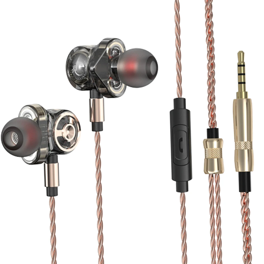 

6 Drivers In Ear Gaming Headsets Subwoofer Wired Bass Rich Metal Stereo Sports Earphone 35mm Braided Wire Big Driver Movie