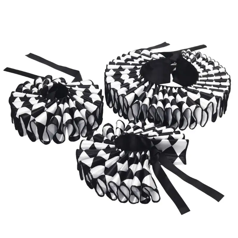 A52E Removeable Ruffs Collar Wrist Covers Costume Accessory for Adult Unisex, Pleated Neck Ruffle Colalr for Stage Performances