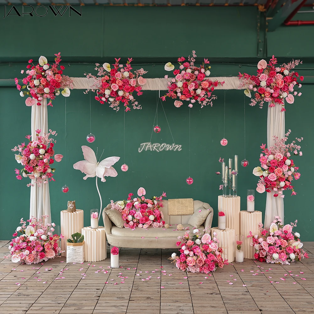 

Wedding Decorations Hot Pink Series Artificial Rose Anthurium Floral Arrangement for Party Backdrop Decor Customized J2773