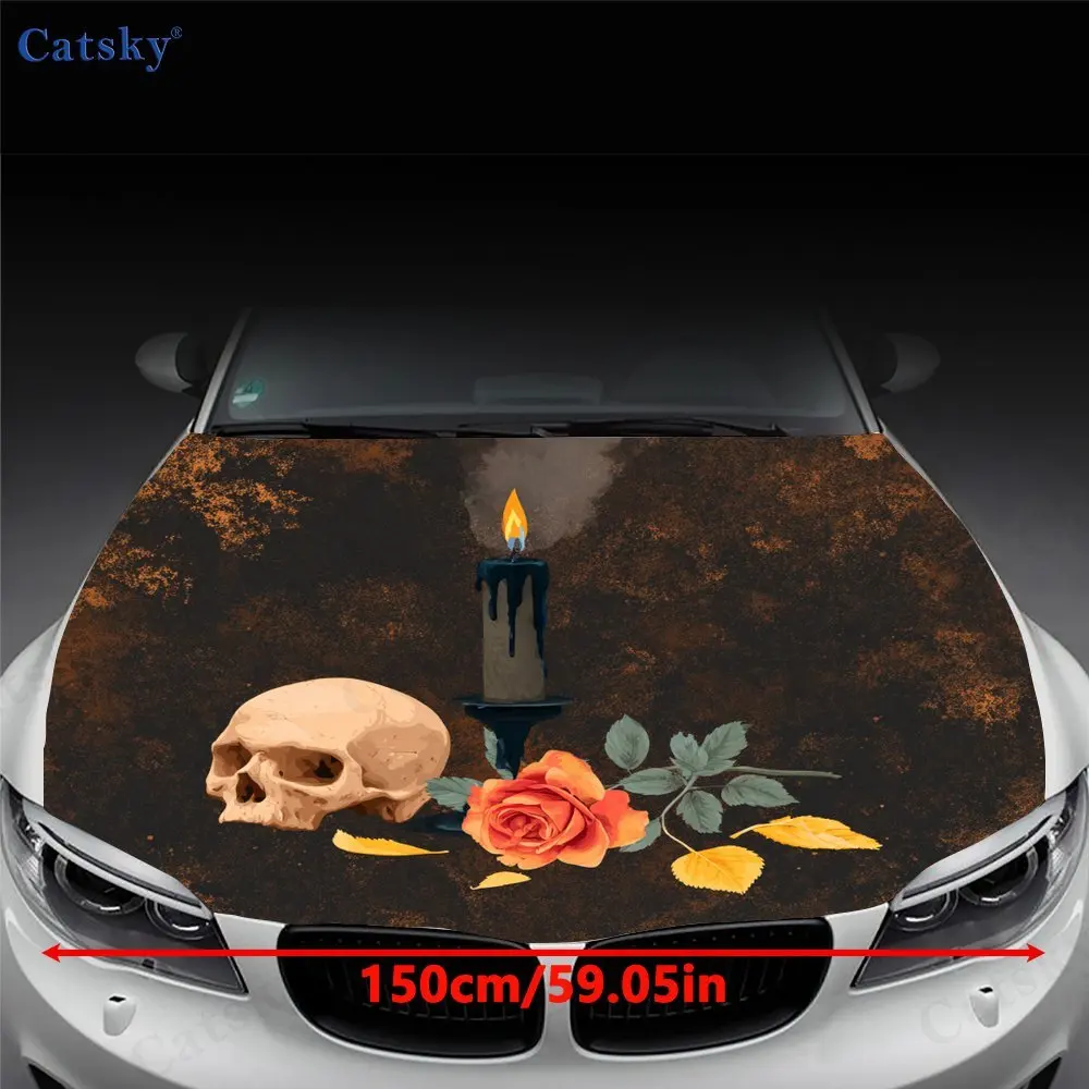 Vintage Skull Style,Car Hood Decal, Self-Adhesive Waterproof PVC Car hood Sticker,Car Decoration Scratch Resistant Sticker Prote