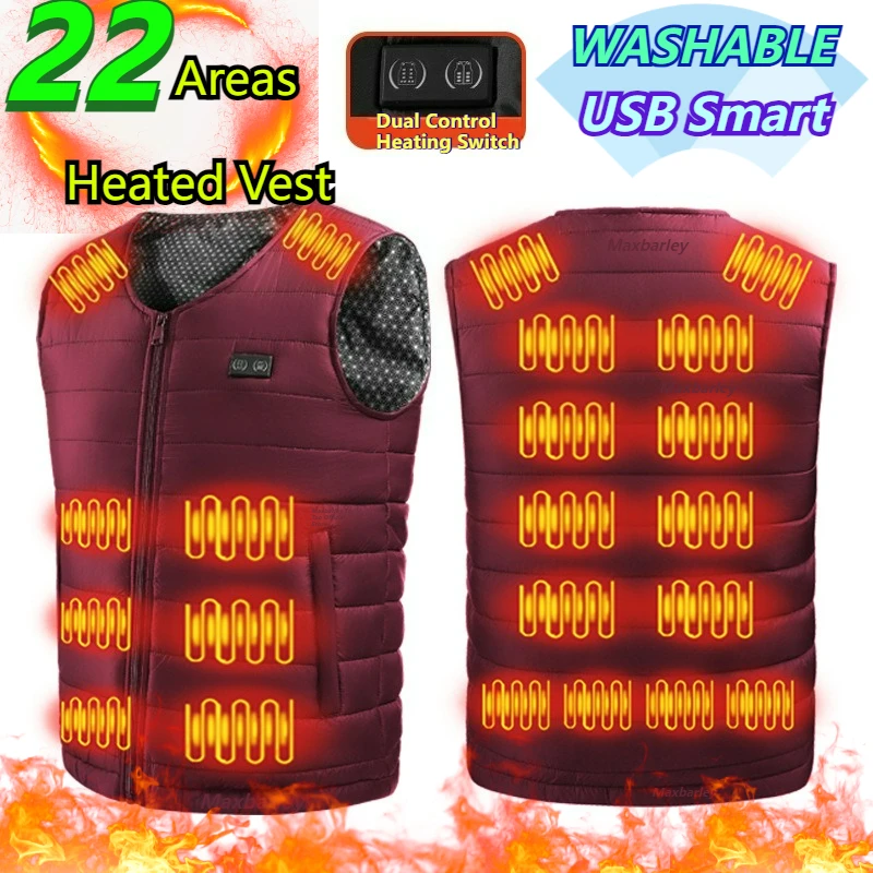 

24 Zone Self Heating Vest Men Women USB Smart Electric Functional Heated Sleeveless Jacket Winter Ski Warm Padding Vests Coat
