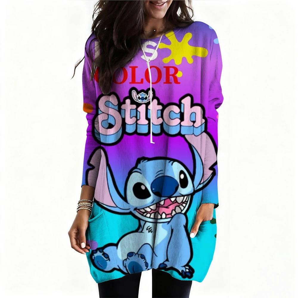 الموضة القوطية ديزني غرزة طباعة كم طويل قميص خمر تي شيرت المرأة تي شيرت مطبوع طاقم الرقبة تي شيرت عادية #5