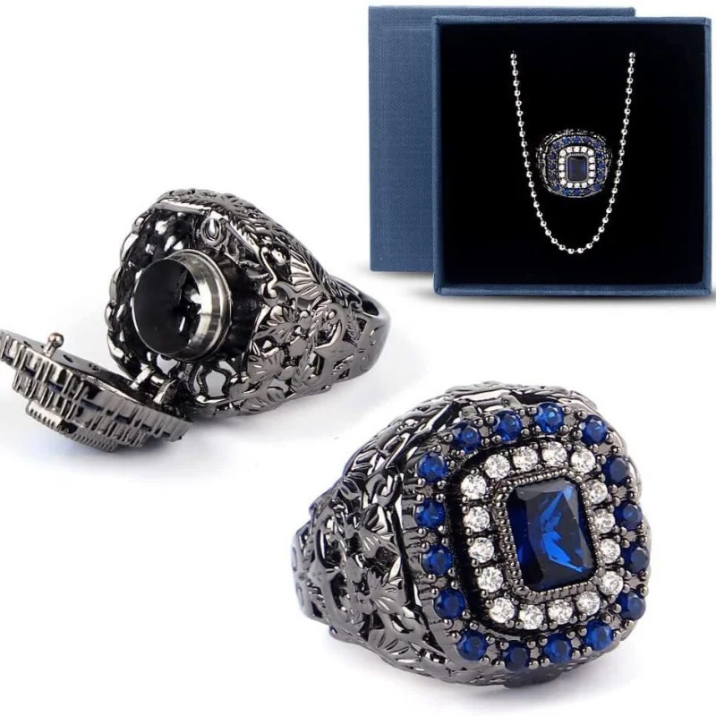 Creative Ring with Hidden Cigar Drill Opener Portable Cuban Style Smoking Kit with Secret Knife