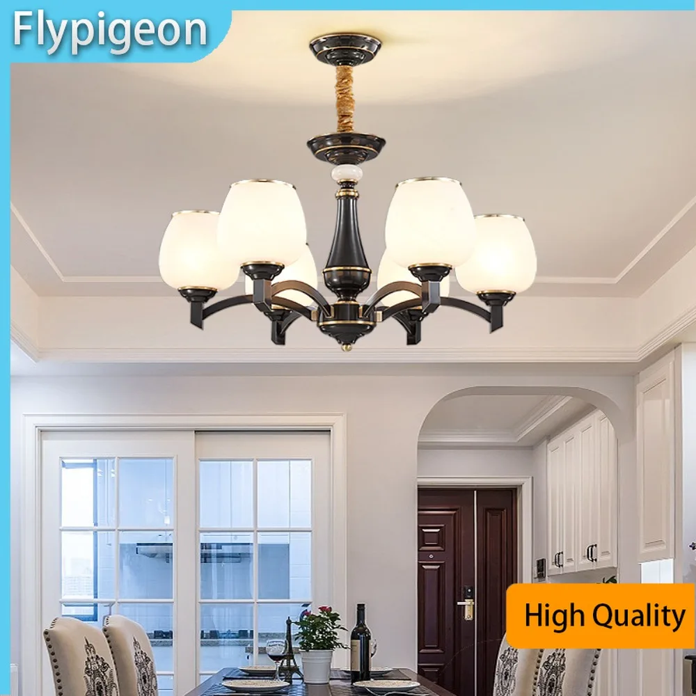 الأمريكية الفاخرة النحاس قلادة LED ضوء الراقية الإبداعية الرجعية الثريا لغرفة المعيشة غرفة نوم فندق إضاءة داخلية ديكور #4