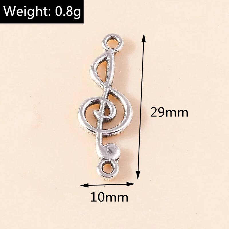 30 Stück 10x29mm Niedliche Legierungs-Musiknoten-Anhänger Verbinder für Schmuckherstellung DIY Armbänder Halsketten Ohrringe Handgemachtes Kunsthandwerk Geschenk – Detail 1