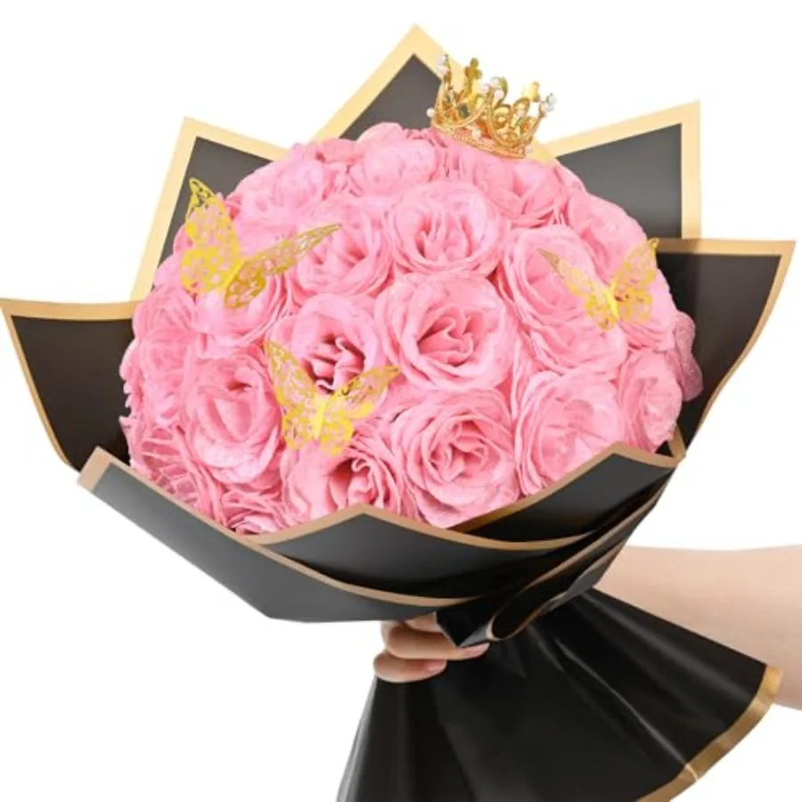 

Glitter Roses Bouquet, DIY Fake Flowers Bouquet, Birthday Gifts for Women Mom, 36 Pcs Rose for Grandma Wife Girlfriend Valentin