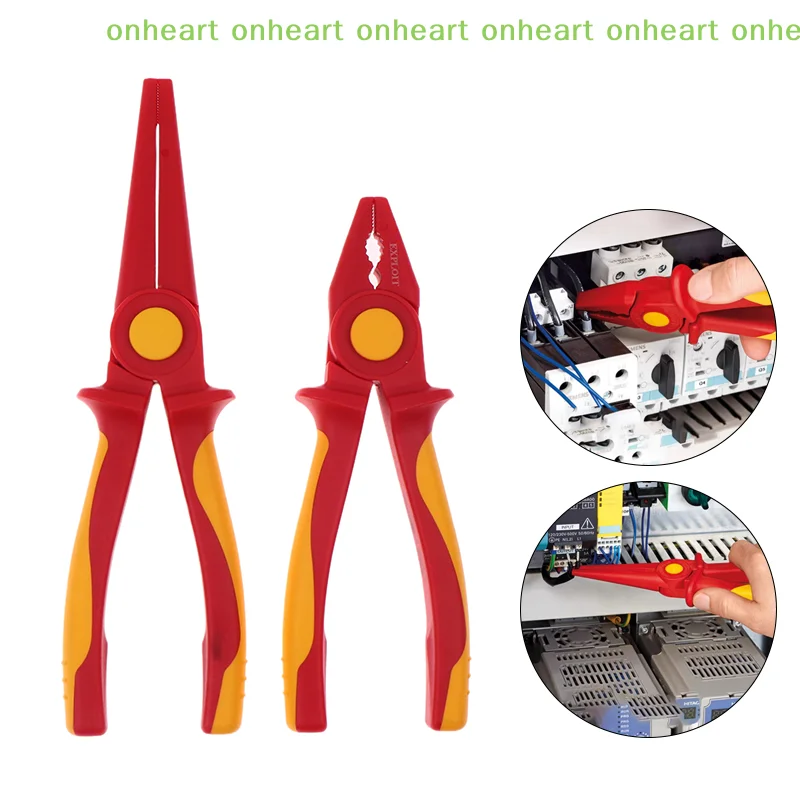 

[C]Solid Insulated Plastic Pliers 1000V High Voltage Resistant Non-slip Handle Insulated Wire Pliers Needle-nose Pliers