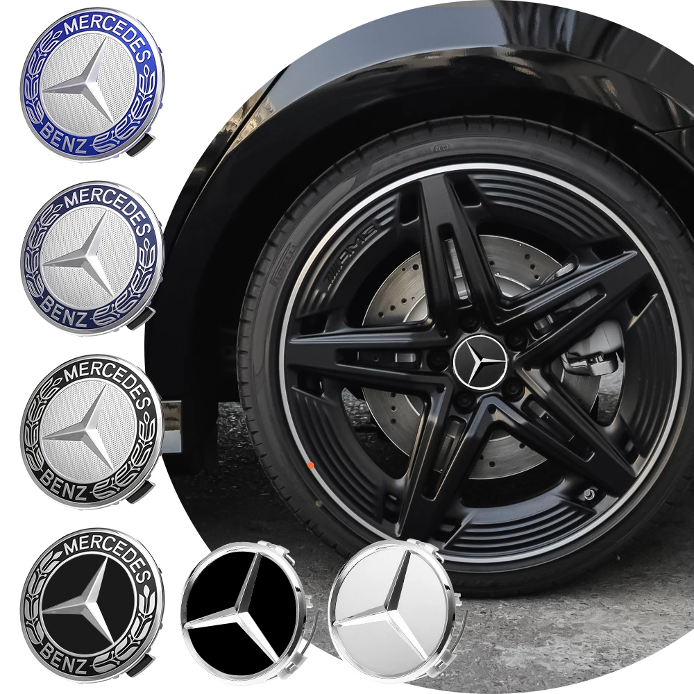 75mm Car Wheel Center Hub Caps Benz Emblem Tire Rim Covers Auto Accessories For Mercedes Benz AMG W203 W206 W220 W205 W211 W212