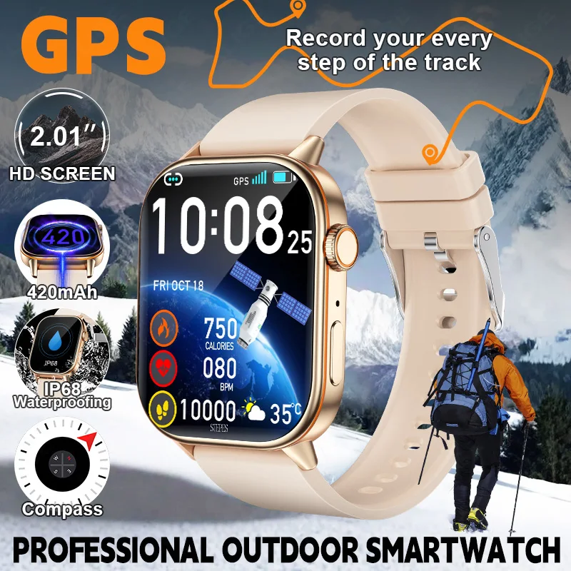 

Умные часы с GPS для женщин, подарки для Android и IOS, 2,01-дюймовый экран, компас, 420 мАч, 178+ спортивных режимов, водонепроницаемый браслет, умные часы