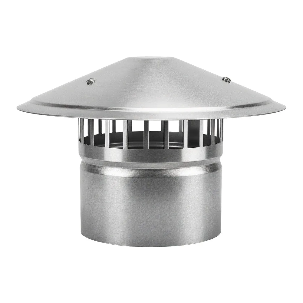 Heavy=Duty Stainless Steel Chimney Cowl Weather Resistant Exhaust= Cap For Stove Pipe And Ventilation Systems 63mm OD