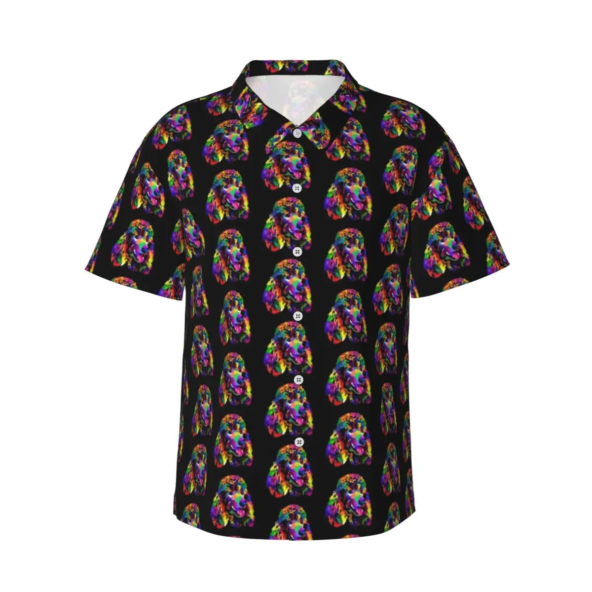 Pop Art Poedel Strandshirt Man Hondenprint Casual Shirts Hawaiiaans Grafisch Elegant Oversized Blouses Cadeau Met Korte Mouwen