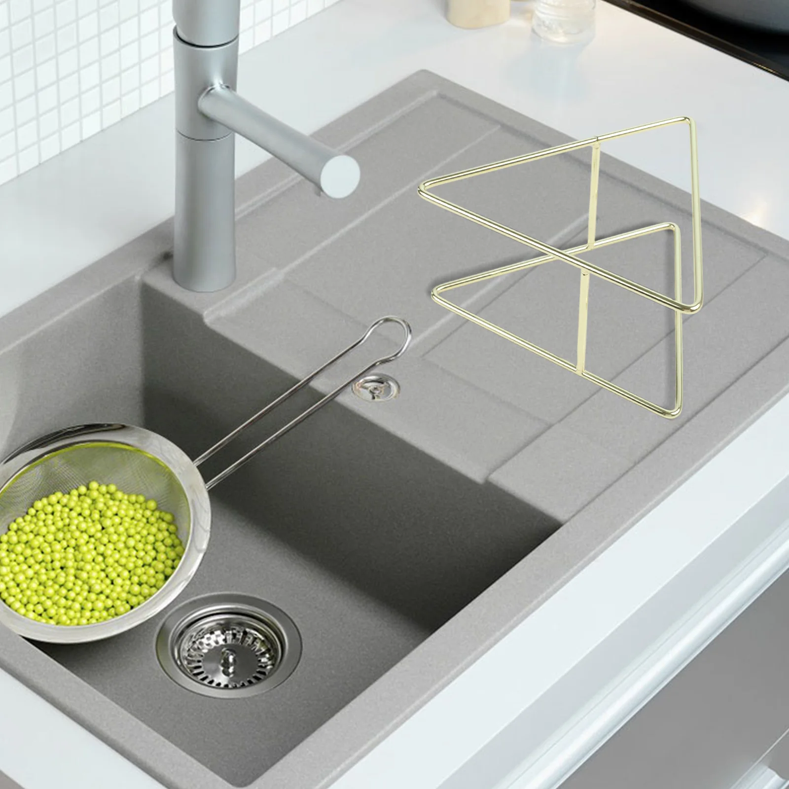 

Kitchen Holders Coaster Holder Gold Space-saving Stand Rack Dish Support Drink Coaster Holder Iron Versatile Function