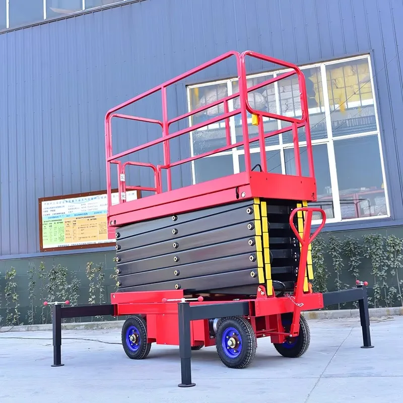 Customized New Design 6m-14m Towable Articulated Hydraulic Battery Powered Anti-skid Platform Compact Scissor Lift For Construct