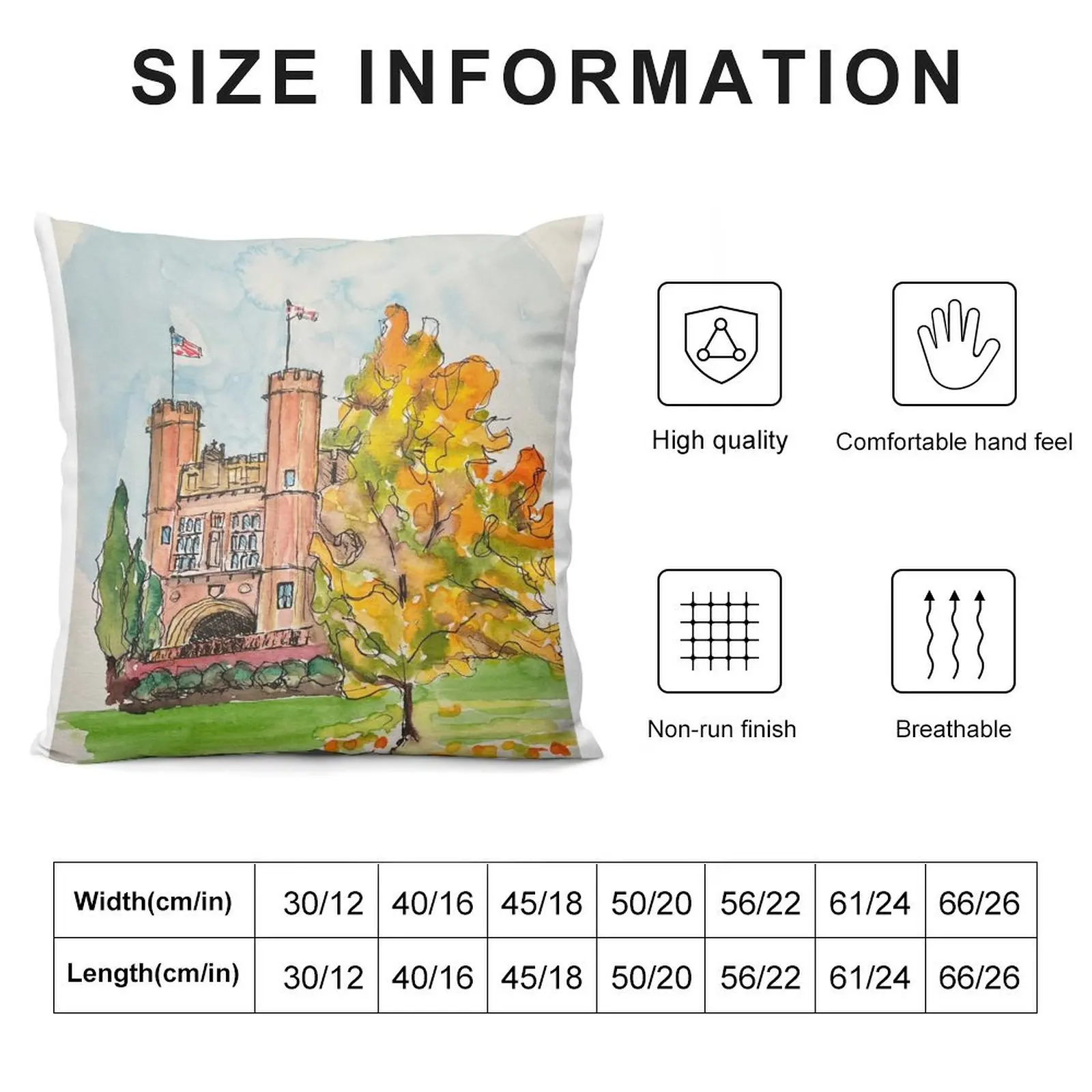 Brookings Hall Throw Pillow Pillow Cases Decorative Rectangular Cushion Cover pillow