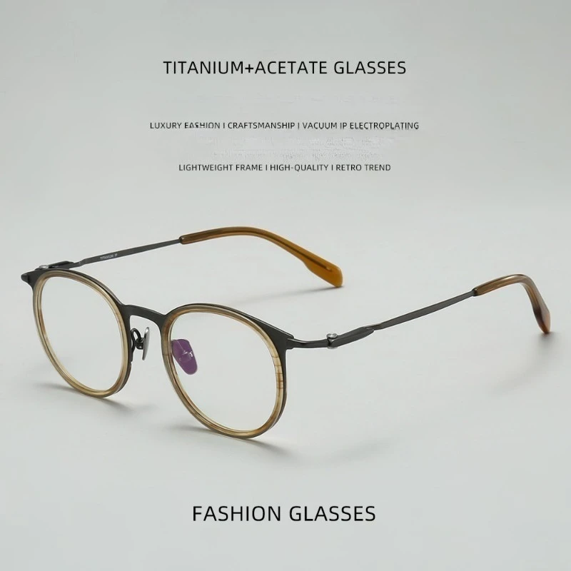 Ultra-light Large Frames Titanium Oval Glasses 0056 Literary Men Retro Prescription Women Eyewear Anti Blue Light Gafas Reading