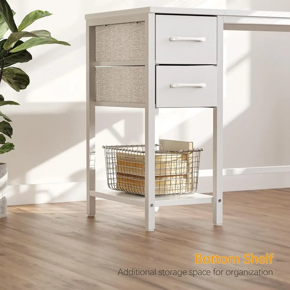 47 مكتب مكتب منزلي أبيض نقي مع درجين للدراسة والتخزين