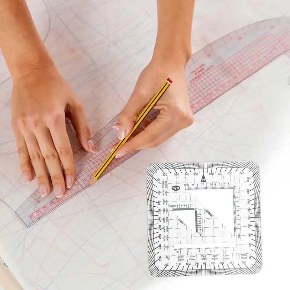 Pocket Grid Protractor – Accurate Maptool For UTM, USNG, MGRS Coordinates, 1:24000/1:25000/1:50000 Scales, Clear Acrylic