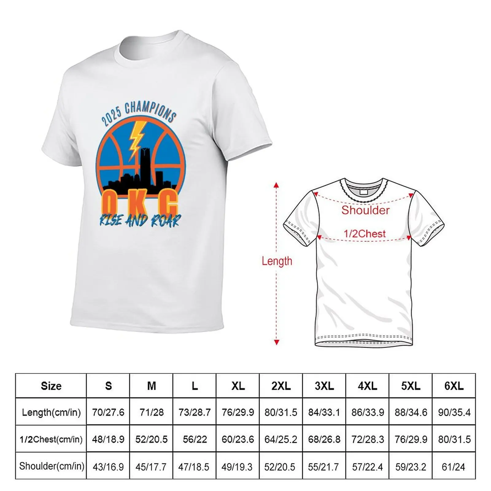 OKC Thunder 2025 Champions - Rise and Roar Design T-Shirt t shirts for man pack cotton g man t shirts for men T-Shirt