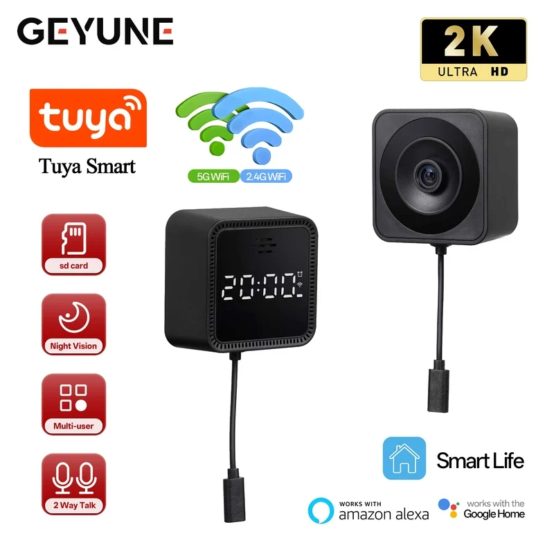 Tuya Smart Window Camera Indoor 5G Wifi Security Camera Night Vision Ai Detection With Time Display  24/7 Recording Surveillance